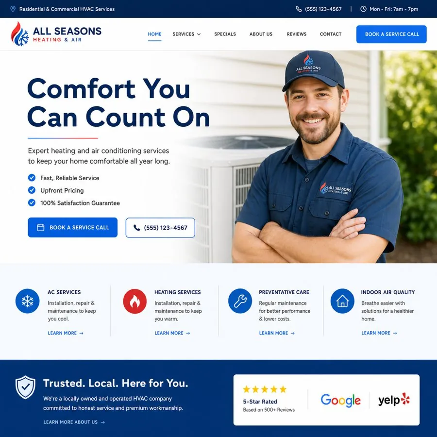 The same business with a clean, modern website after a redesign